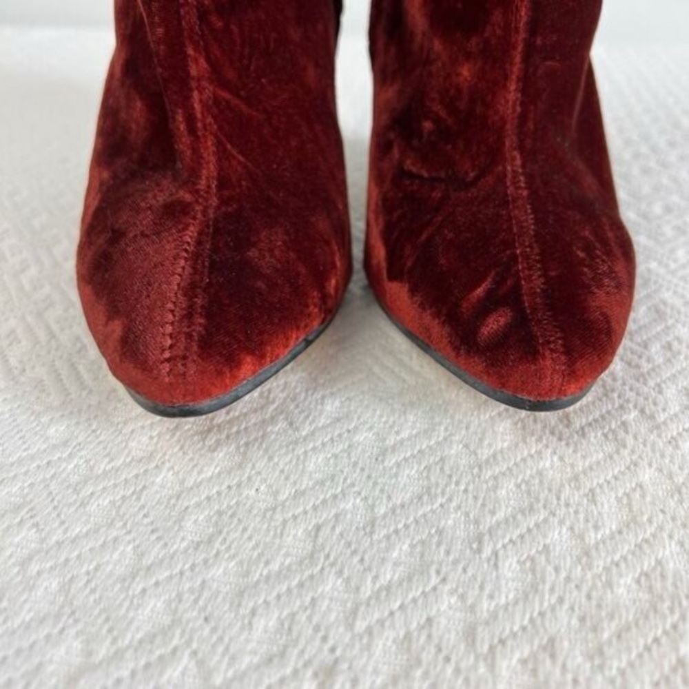 Zara Basic Womens EU 39 US 9 Red Orange Velvet Pump Heeled Booties Boots Cowboy - Picture 4 of 13